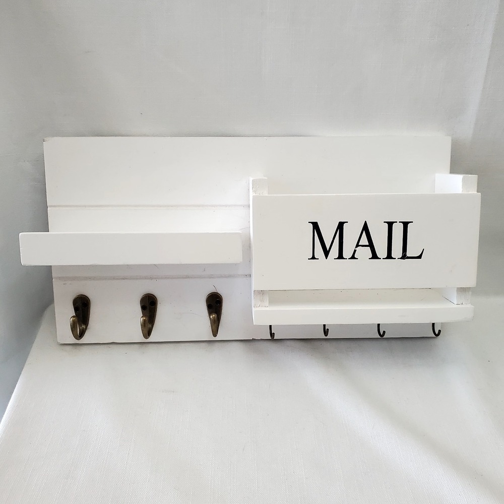 Mail Organizing Station, Key Holder, Letter Holder & Shelf ♡‎ White ♡ Beautiful